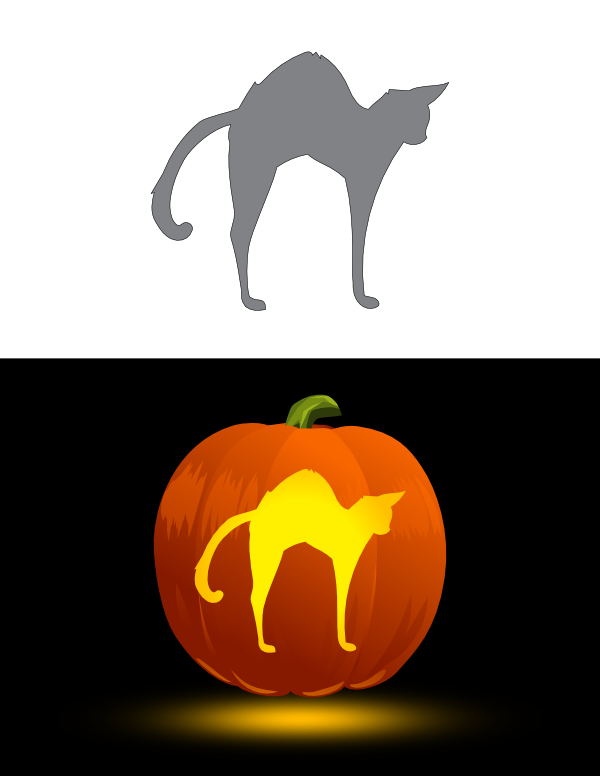 Printable Cat with Arched Back Pumpkin Stencil