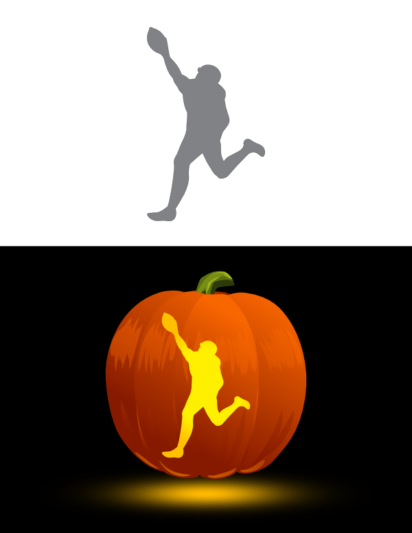 Printable Catching Football Player Pumpkin Stencil