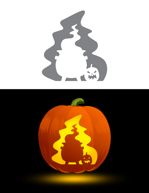 Cauldron and Jack-o'-Lantern Pumpkin Stencil