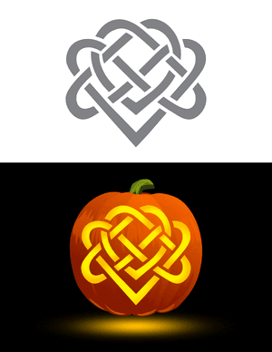 Celtic Heart-Shaped Knot Pumpkin Stencil