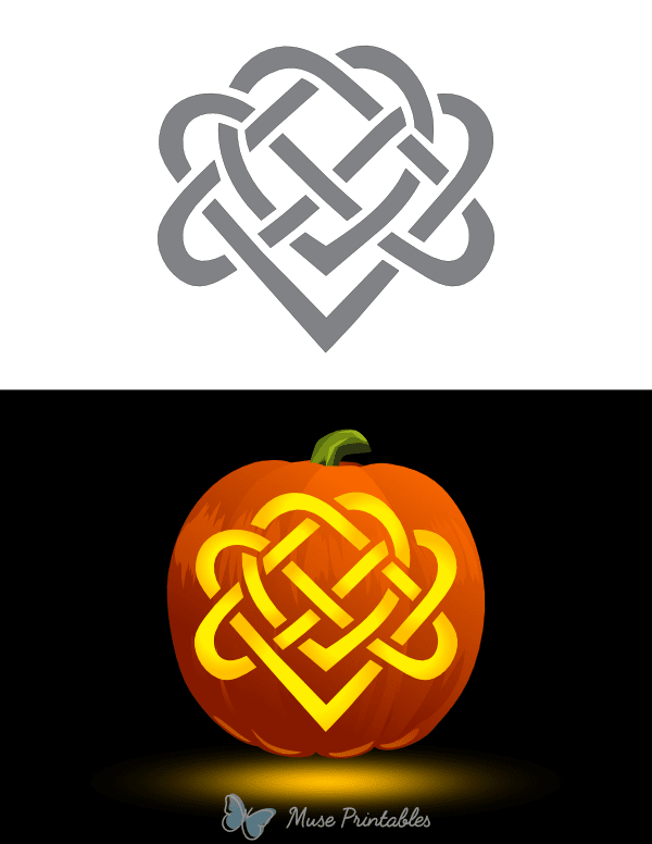 Celtic Heart-Shaped Knot Pumpkin Stencil