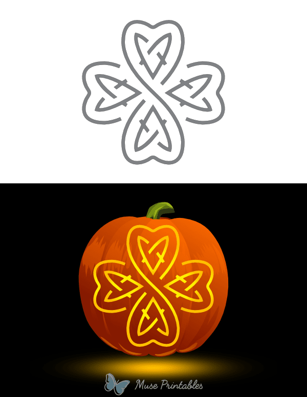 Celtic Knot Four Leaf Clover Pumpkin Stencil