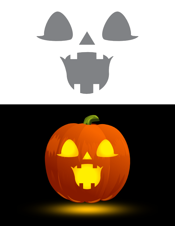 Printable Cheerful Jack-o'-lantern Face Pumpkin Stencil