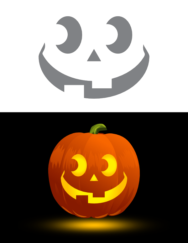 Printable Cheerful Jack-o'-lantern Pumpkin Stencil