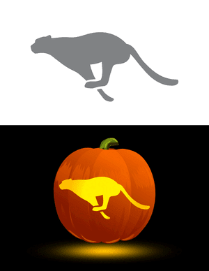 Cheetah Running Pumpkin Stencil
