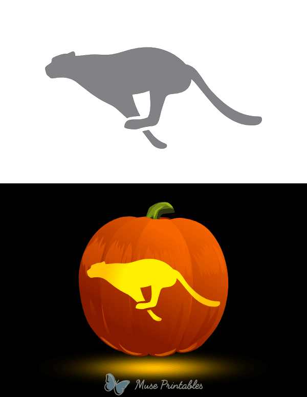 Cheetah Running Pumpkin Stencil