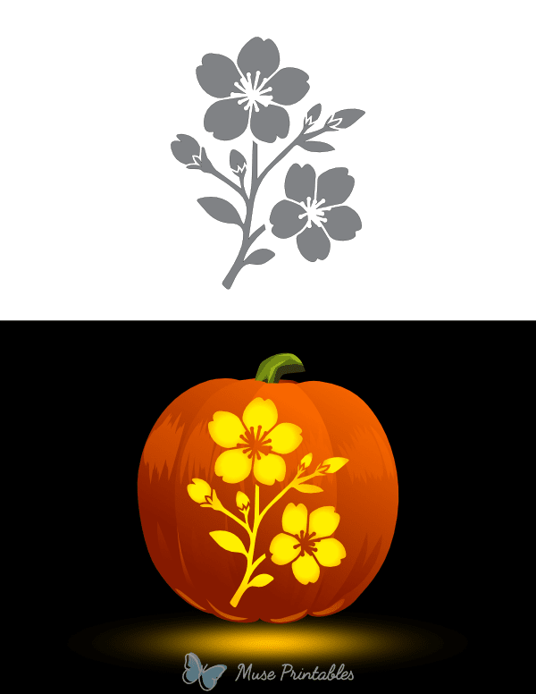 Cherry Blossoms Pumpkin Stencil