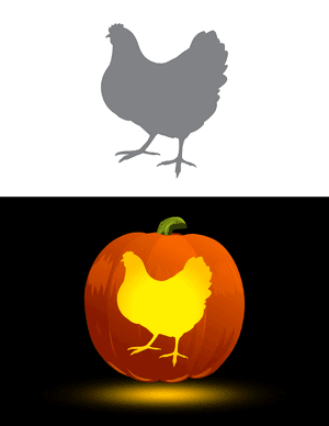 Chicken Outline Pumpkin Stencil