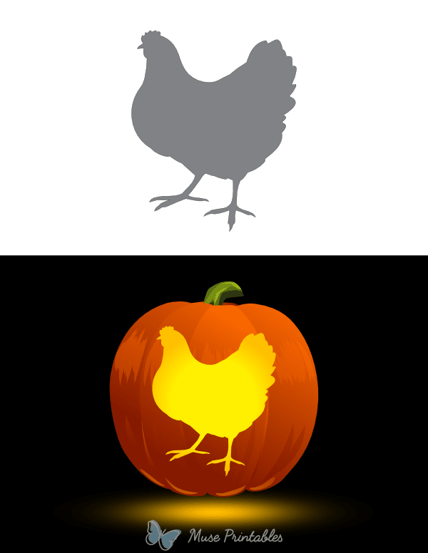 Chicken Outline Pumpkin Stencil