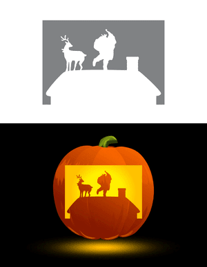 Christmas Rooftop Scene Pumpkin Stencil
