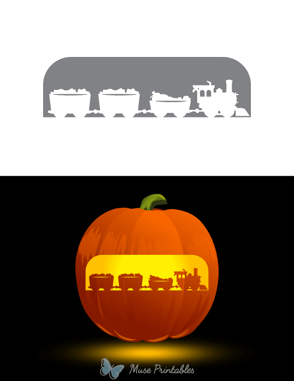 Christmas Train Set Pumpkin Stencil