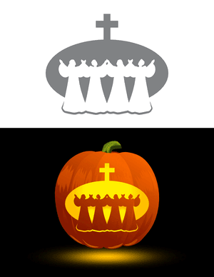 Church Choir and Cross Pumpkin Stencil