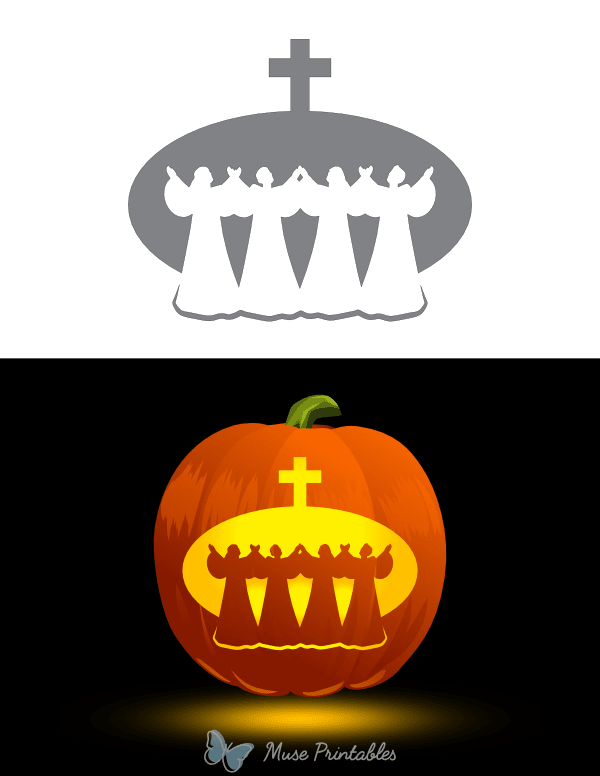 Church Choir and Cross Pumpkin Stencil