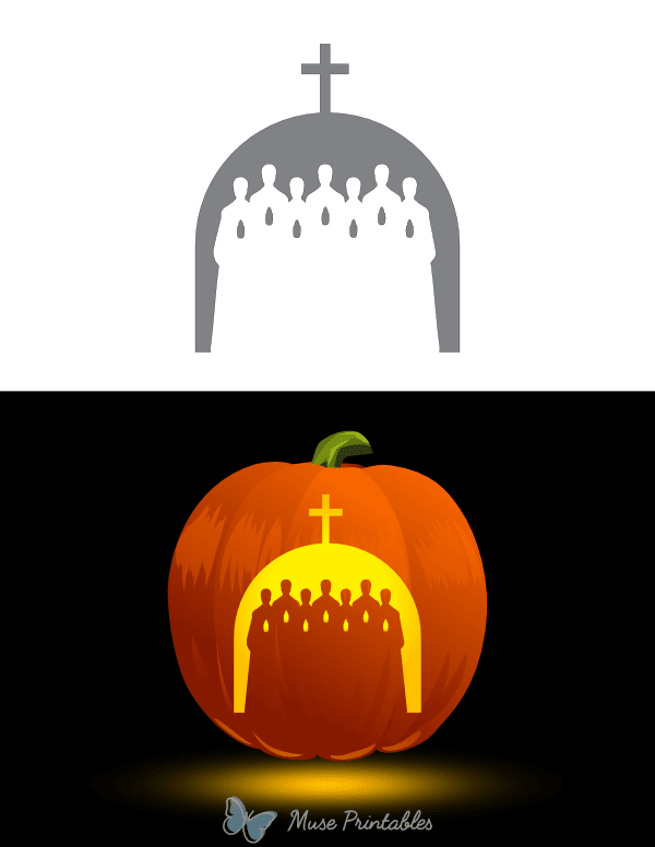 Church Choir Holding Candles Pumpkin Stencil