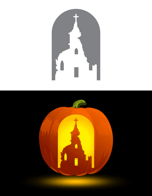 Church Ruins Pumpkin Stencil