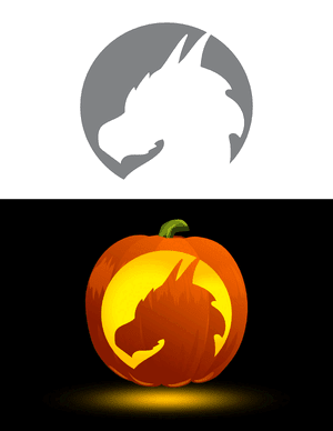 Circular Dragon Head Pumpkin Stencil