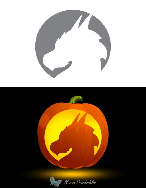 Circular Dragon Head Pumpkin Stencil