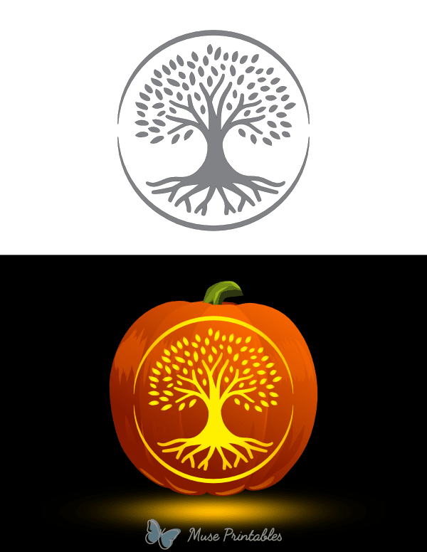 Circular Tree of Life Pumpkin Stencil