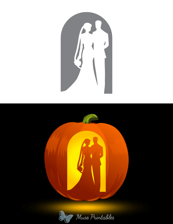 Classy Wedding Couple Pumpkin Stencil