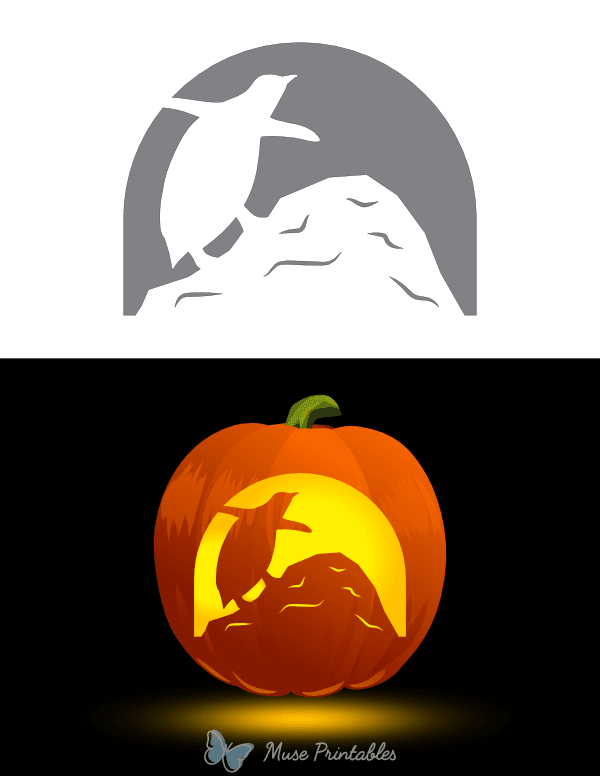 Climbing Penguin Pumpkin Stencil