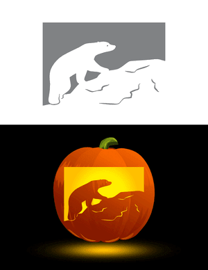 Climbing Polar Bear Pumpkin Stencil