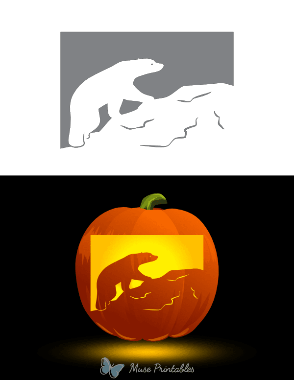 Climbing Polar Bear Pumpkin Stencil