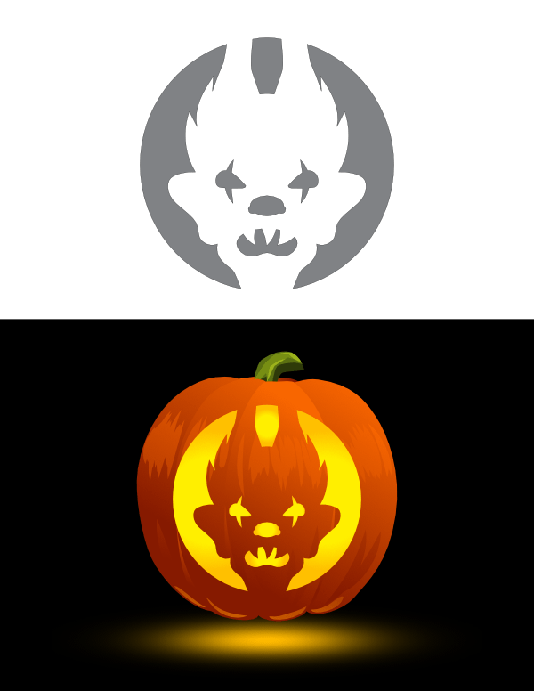 Printable Clown Face Pumpkin Stencil