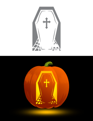 Coffin with Cobwebs Pumpkin Stencil
