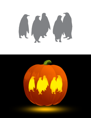 Colony of Penguins Pumpkin Stencil