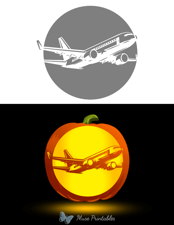 Commercial Airplane Pumpkin Stencil