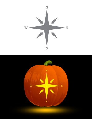 Compass Star Pumpkin Stencil