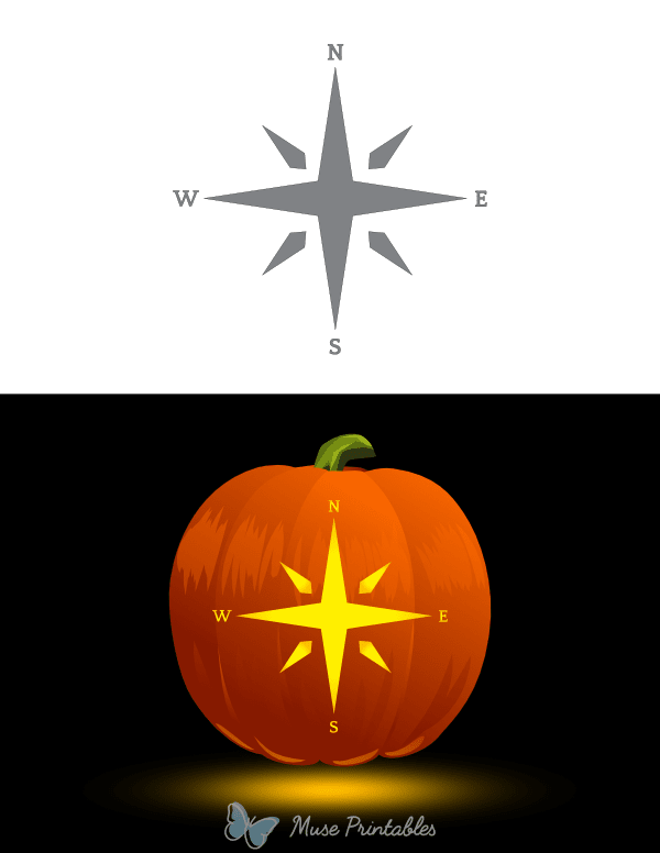 Compass Star Pumpkin Stencil