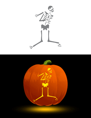 Contorted Skeleton Pumpkin Stencil