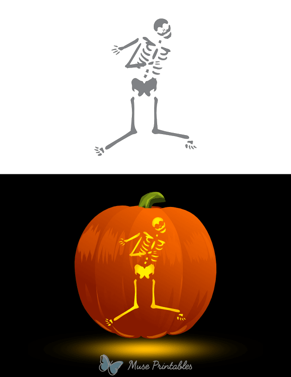 Contorted Skeleton Pumpkin Stencil