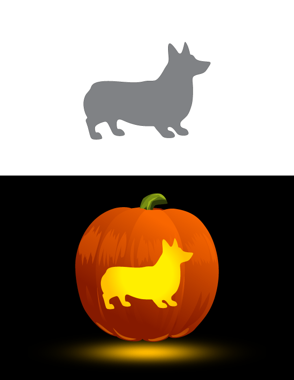 Printable Corgi Pumpkin Stencil