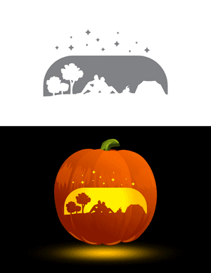 Couple Camping Under the Stars Pumpkin Stencil