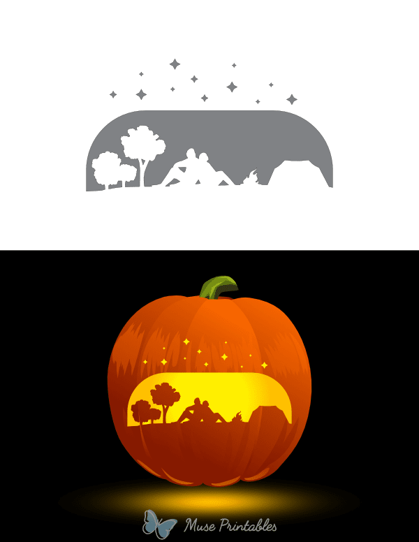 Couple Camping Under the Stars Pumpkin Stencil