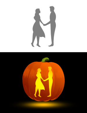 Couple Holding Hands Pumpkin Stencil