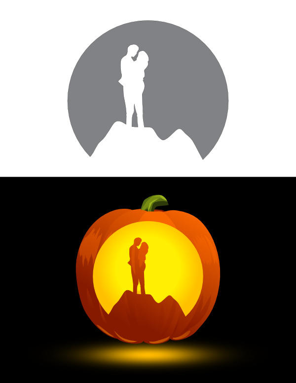 Printable Couple On Mountain Pumpkin Stencil