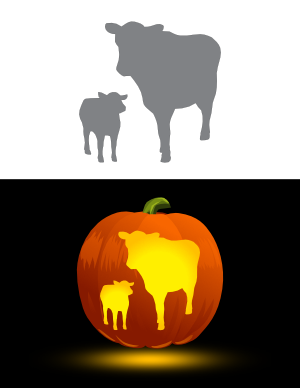 Cow and Calf Pumpkin Stencil