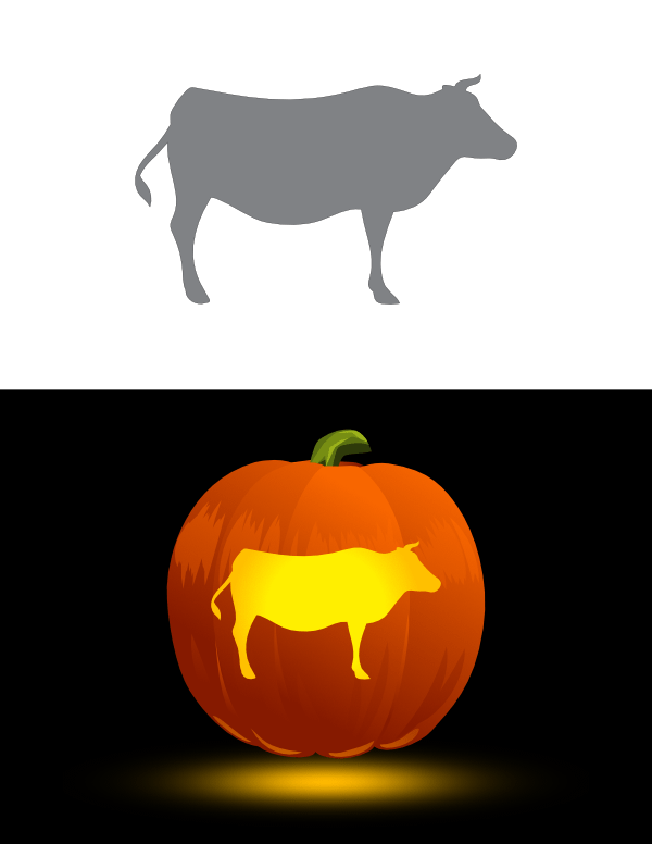 Printable Cow Side View Pumpkin Stencil