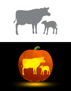 Cow With Calf Pumpkin Stencil