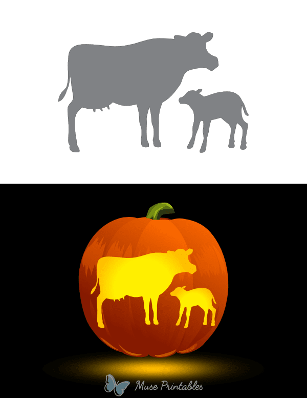 Cow With Calf Pumpkin Stencil