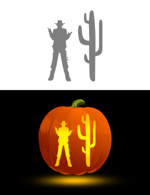 Cowboy and Cactus Pumpkin Stencil
