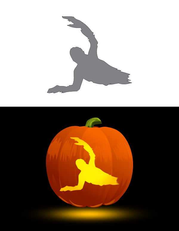 Crawling Half Zombie Pumpkin Stencil