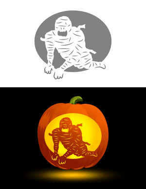 Crawling Mummy Pumpkin Stencil