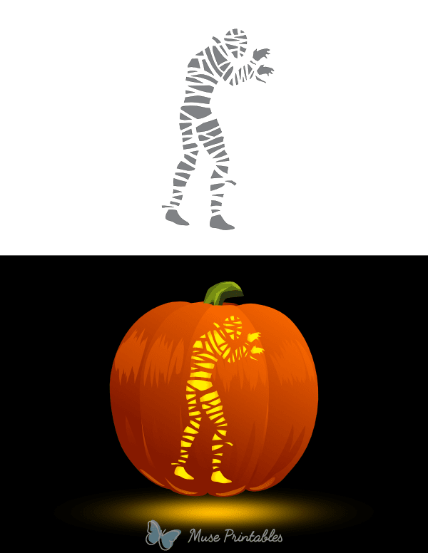 Creeping Mummy Pumpkin Stencil