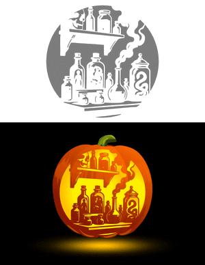 Creepy Apothecary Pumpkin Stencil