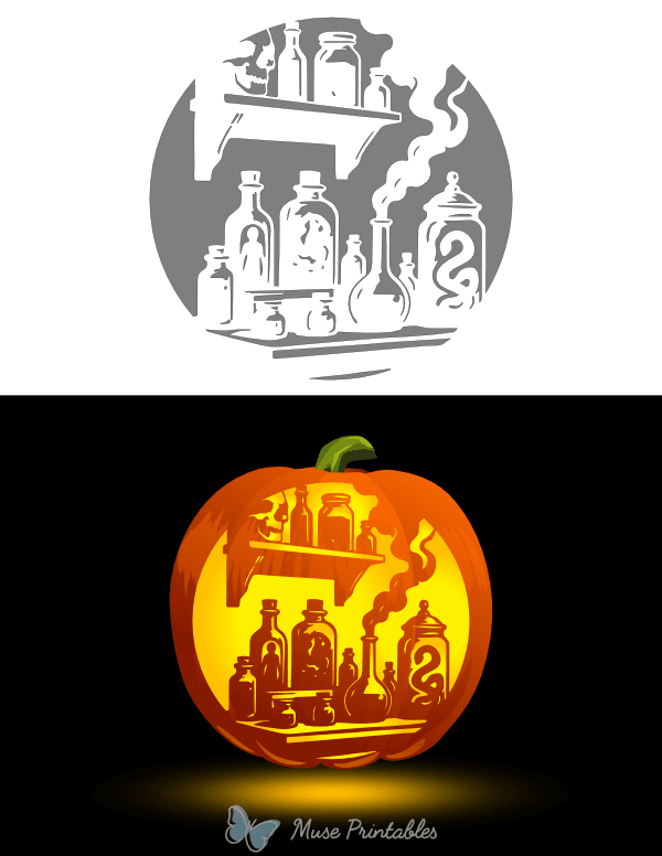 Creepy Apothecary Pumpkin Stencil