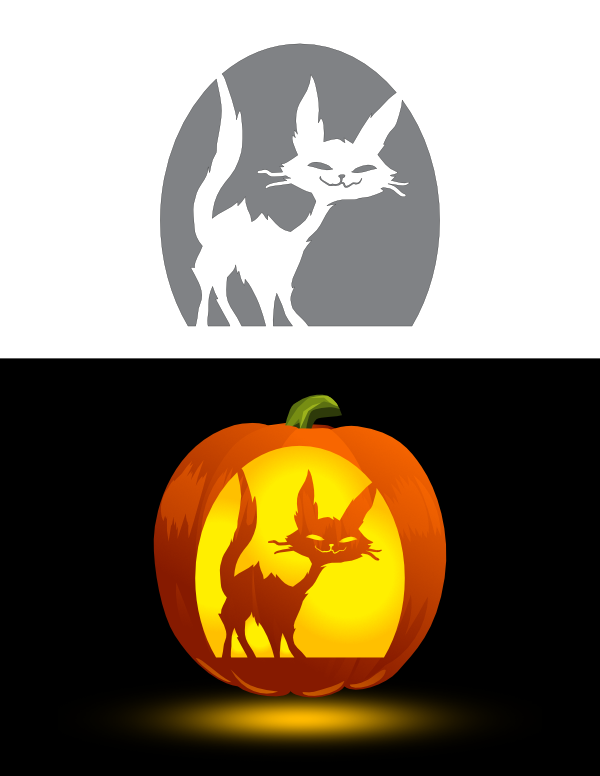 Printable Creepy Cat Pumpkin Stencil